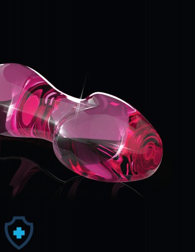 Szklany korek analny bałwanek, różowy