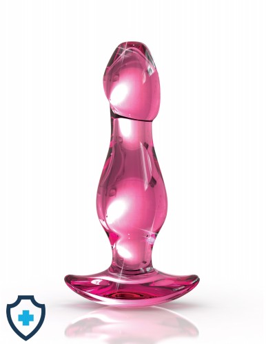 Szklany korek analny bałwanek, różowy