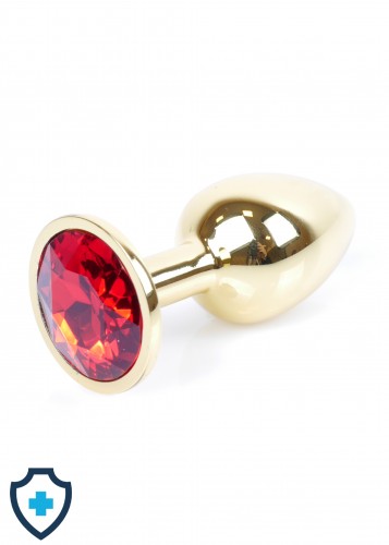 Klasyczny mini plug z czerwonym kryształem, złoty