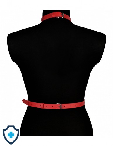 Harness - uprząż zapinana na szyję w czerwonym kolorze