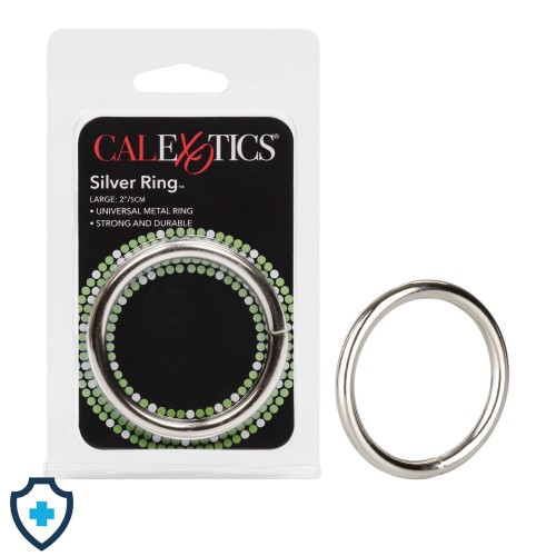 Metaliczny, srebrny pierścień, duży 6 cm