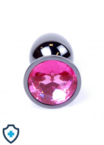 Klasyczny mini plug z różowym kryształem, chromowy 