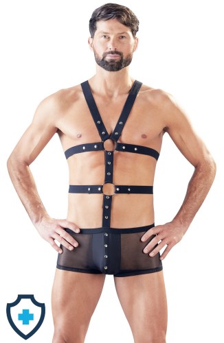 Męski harness połączony z szortami - wetlook
