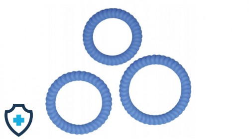 Komplet trzech prążkowanych, niebieskich ringów