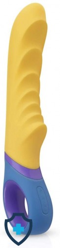 Żółty wibrator stymulujący punkt G z ciekawą fakturą