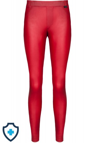 Czerwone legginsy z elastycznego materiału (wetlook) z push-upem