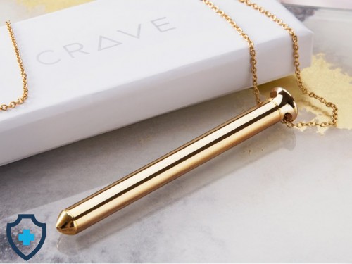 Naszyjnik pokryty 24-karatowym złotem - mini wibrator, biżuteria erotyczna seksshop krakow