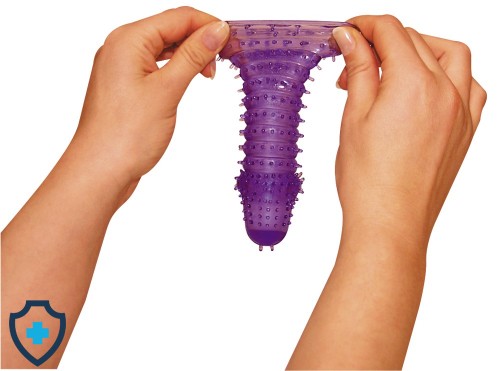Nakładka z wypustkami na penisa, 14,5 cm - fioletowa