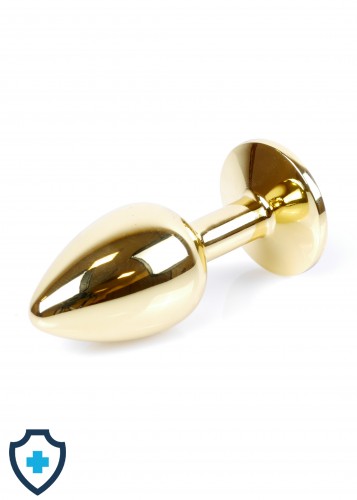 Klasyczny mini plug z czerwonym kryształem, złoty